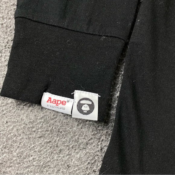 AAPE BY A BATHING APE Black Printed Men’s Long Sleeve T-Shirt Size Small - Picture 8 of 14